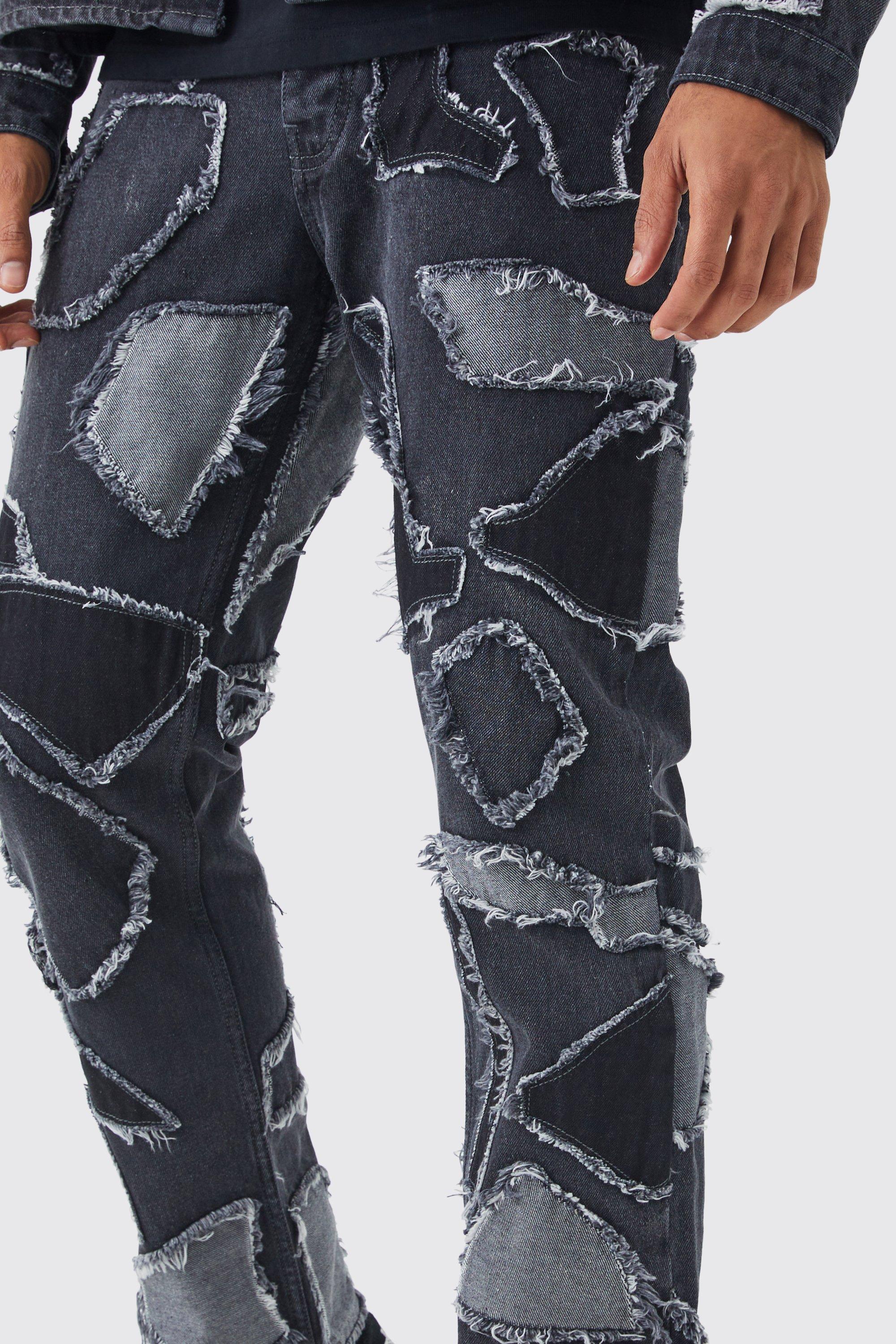 Distressed 2024 patchwork jeans